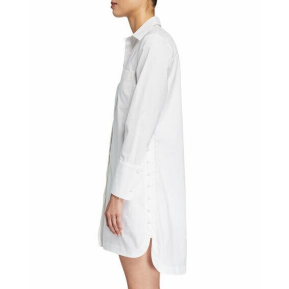CLUB MONACO Strawberta White Cotton Shirt Dress Side Buttons SZ 8 NEW - Picture 3 of 4